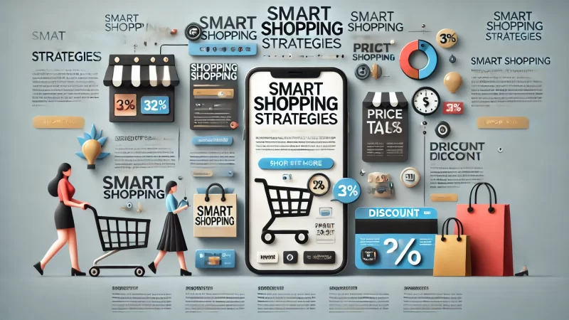 A modern, professional image for 'Smart Shopping Strategies' with a clean color scheme and bold, readable headline text.