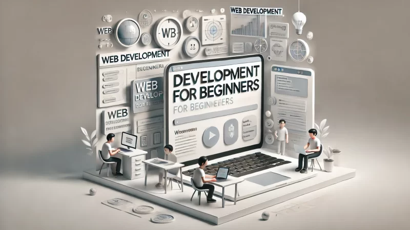 A modern and professional design with the text heading 'Web Development for Beginners' in bold, large, readable font. 