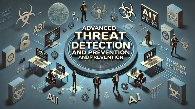 A professional 16:9 image with the heading 'Advanced Threat Detection and Prevention' in a bold, readable font.