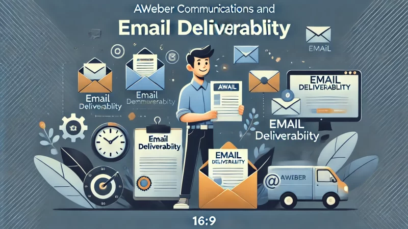 A professional and modern 16:9 layout with the heading 'Aweber Communications And Email Deliverability.'