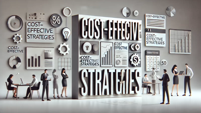 A 16:9 aspect ratio image with the bold headline 'Cost-Effective Strategies' in a clean, modern, and professional font.