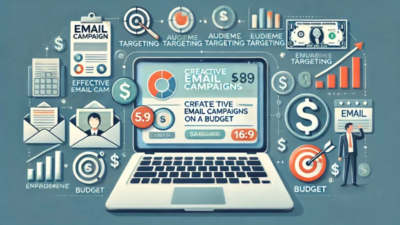 A 16:9 aspect ratio image illustrating the concept of creating effective targeted email campaigns on a budget. 