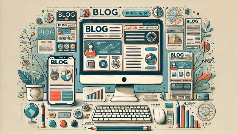 An illustration of a modern, engaging blog design concept with user-friendly themes.