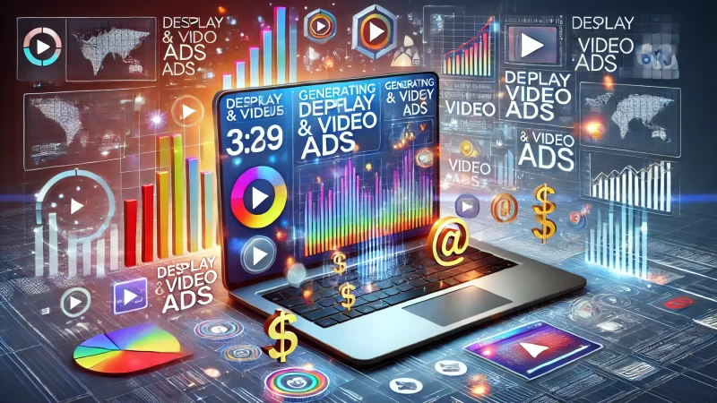 How Do People Make Money Blogging A professional illustration showcasing the concept of generating revenue with display and video ads.