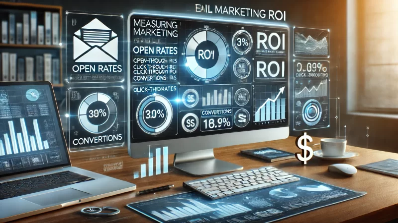 A professional scene illustrating the concept of measuring email marketing ROI. 