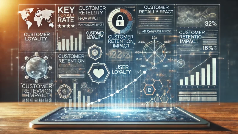 A professional and visually appealing image illustrating the concept of measuring customer loyalty impact from advertising efforts.