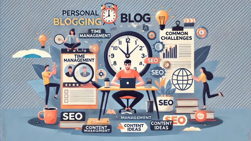 What Is a Personal Blog? 7 Reasons to Start One Today A modern and informative digital illustration depicting animated characters overcoming challenges in personal blogging.