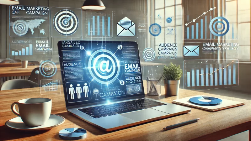 A visually engaging scene illustrating a targeted email campaign strategy.