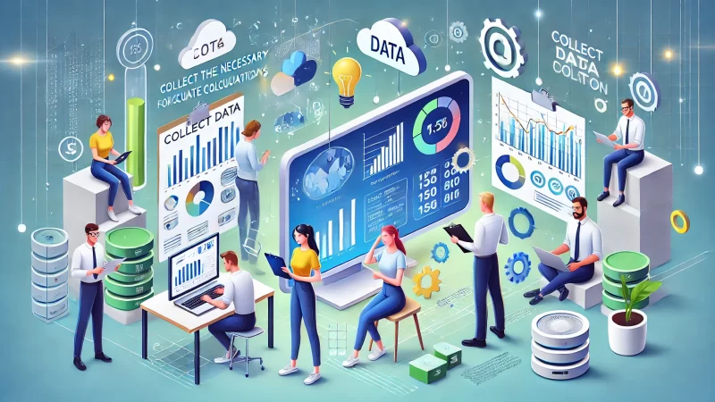 How to Calculate Ad Revenue of an App in 5 Simple Steps A modern and informative digital illustration designed for the text heading 'Collect The Necessary Data For Accurate Calculations'.