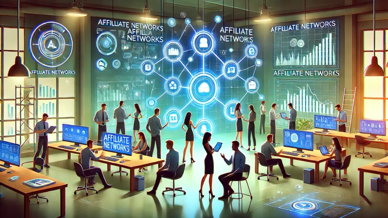 How to Find Affiliate Products You’ll Love Promoting A modern digital illustration of animated characters working collaboratively in a tech-focused environment.