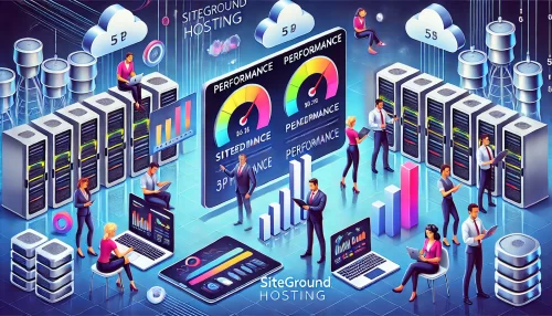 Which SiteGround Hosting Packages is Best for You? A modern and informative digital illustration comparing different SiteGround hosting packages by performance.