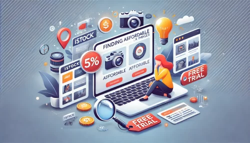 How to Get Affordable iStock Images for Any Project A modern and informative image featuring animated characters and scenes related to finding affordable iStock images.