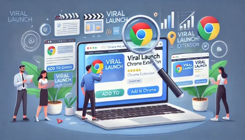 Viral Launch Chrome Extension: The Ultimate Tool for Sellers A modern and informative illustration featuring animated characters and scenes demonstrating the process of installing the Viral Launch Chrome Extension.
