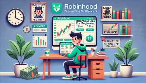Is Robinhood Stock a Smart Buy for Beginners? A modern and informative illustration featuring animated characters and scenes related to stock trading for beginners.