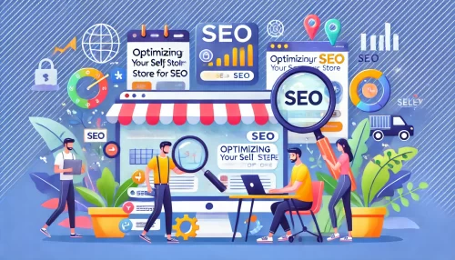 How to Start a Profitable Sellfy Store in 2025 Create a modern and informative image with a 16:9 aspect ratio featuring animated characters and scenes related to the topic 'Optimizing Your Sellfy Store for SEO'.