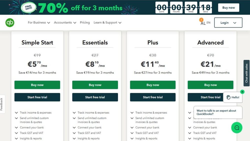 QuickBooks Online pricing