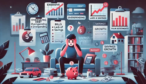 Without a Solid Financial Plan, You’re Risking Your Future An animated-style illustration highlighting common financial mistakes that can derail the future.