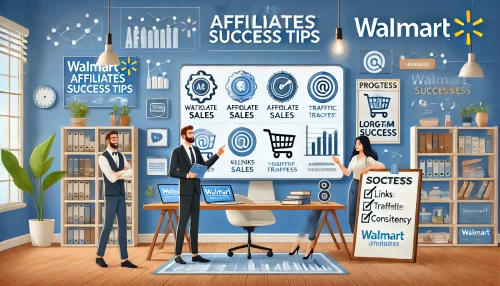 Walmart Affiliates: Simple Steps to Make Money Online An informative and visually engaging scene related to Walmart Affiliates success tips.
