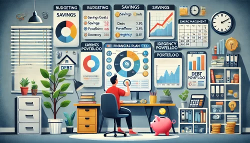 Without a Solid Financial Plan, You’re Risking Your Future An animated-style illustration depicting the process of creating a solid financial plan