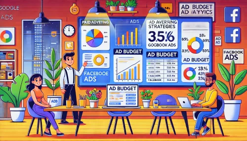Top Marketing for Business Tactics Every Entrepreneur Must Know An informative, animated-style image illustrating paid advertising strategies for business growth.