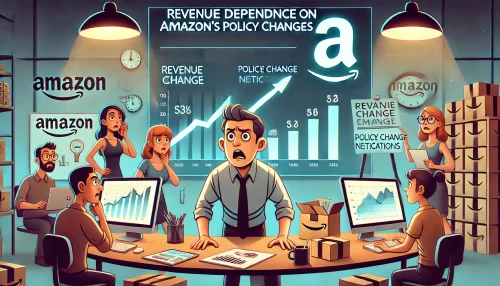 Amazon Associates Program Limitations: What You Must Know An informative illustration about the concept of 'Revenue Dependence on Amazon’s Policy Changes.'