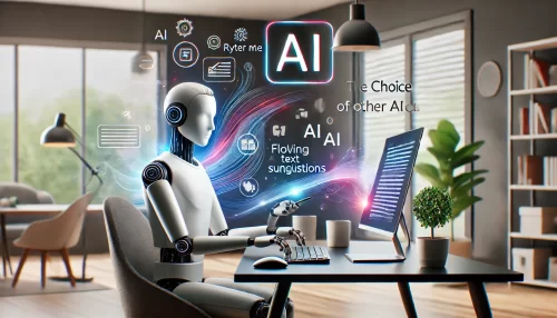 How Ryter Me Transformed My Content Creation Process A modern and informative scene featuring an animated character working on a laptop, symbolizing creativity and AI innovation.
