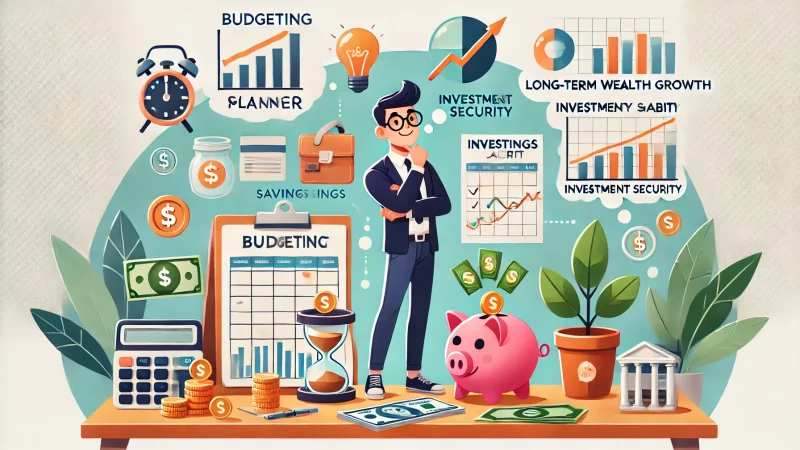 Your Money Income Is Too Low—Here’s How to Change That An informative digital illustration featuring an animated character confidently managing their finances at a desk.