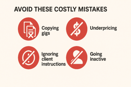 Fiverr How to Make Money Before It’s Too Late! An informative illustration about
Avoid Common Fiverr Mistakes
