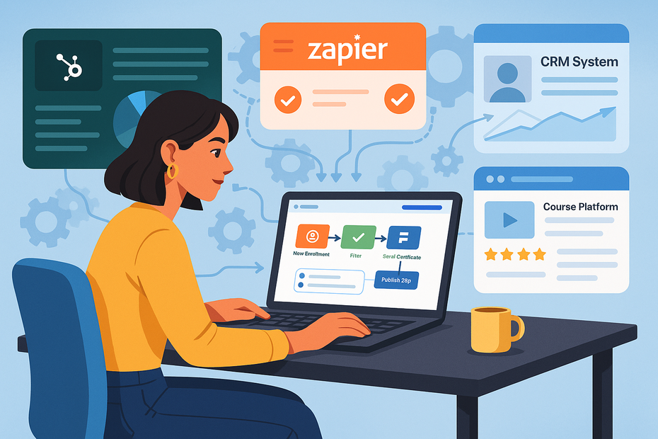 An informative illustration about
Advanced Zapier LearnWorlds Workflows For Power Users