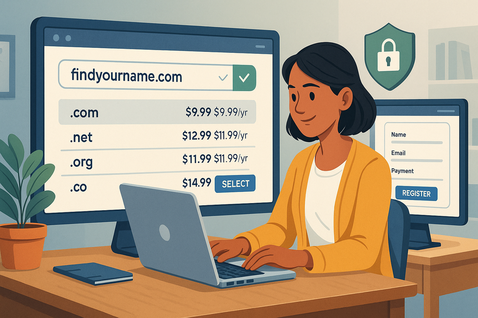 Hosting WordPress for Beginners: Start in 10 Minutes An informative illustration about
Register A Domain Name In Minutes
