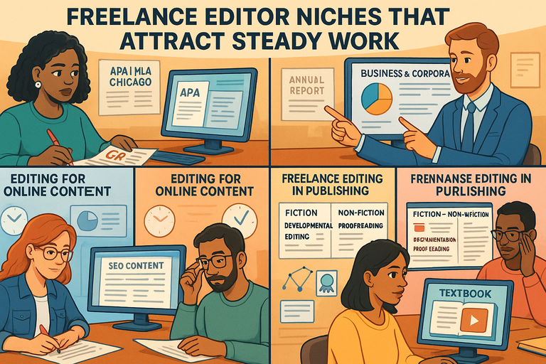 Freelance Editor Niches That Attract Steady Work You are currently viewing Freelance Editor Niches That Attract Steady Work