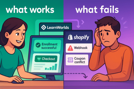 Read more about the article LearnWorlds Shopify Setup: What Works, What Fails