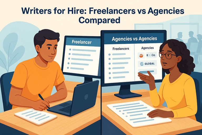 Writers for Hire Freelancers vs Agencies Compared You are currently viewing Writers for Hire Freelancers vs Agencies Compared