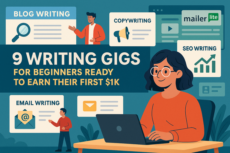 You are currently viewing 9 Writing Gigs for Beginners Ready to Earn Their First $1K