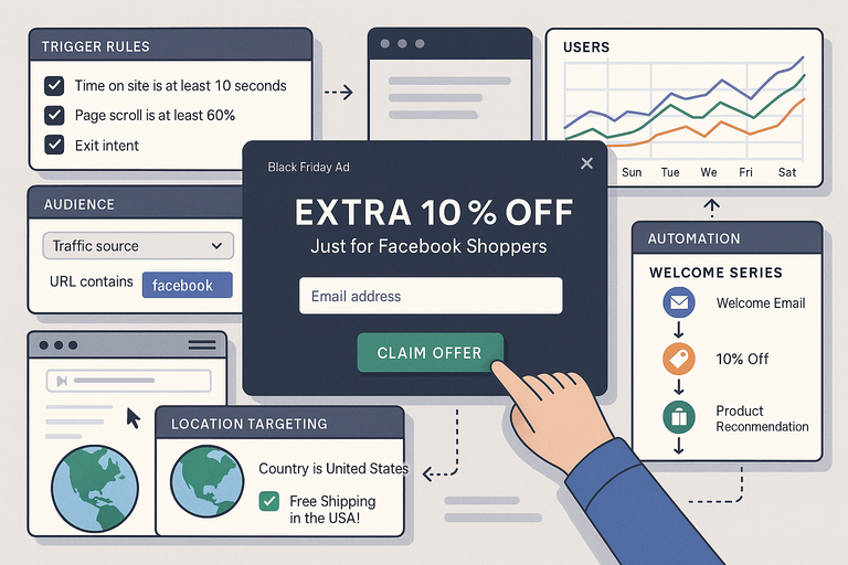 An informative illustration about
Advanced Targeting and Segmentation for Omnisend Popups
