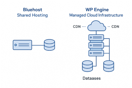 An informative illustration about
Bluehost vs WP Engine: Performance vs Premium Features