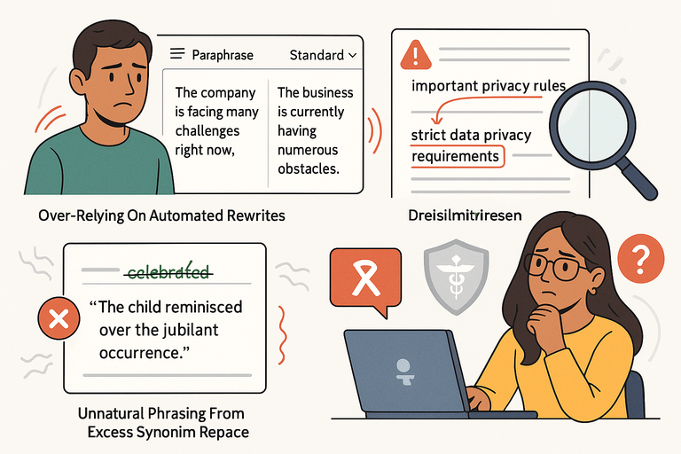 An informative illustration about
Common Mistakes Writers Make When Using QuillBot Free