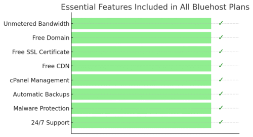 An informative illustration about
Essential Features Across All Bluehost Hosting Plans