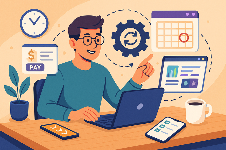 An informative illustration about
How Automation Saves Time for Side Hustle Owners