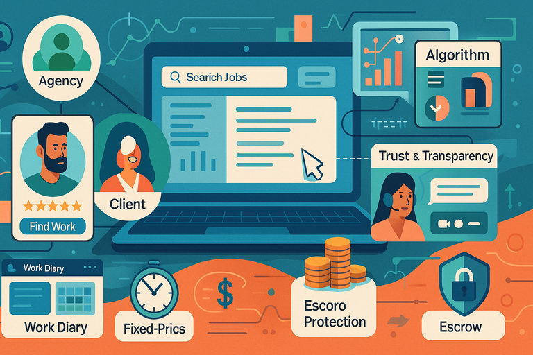 An informative illustration about
How Upwork Inc Connects Freelancers and Clients