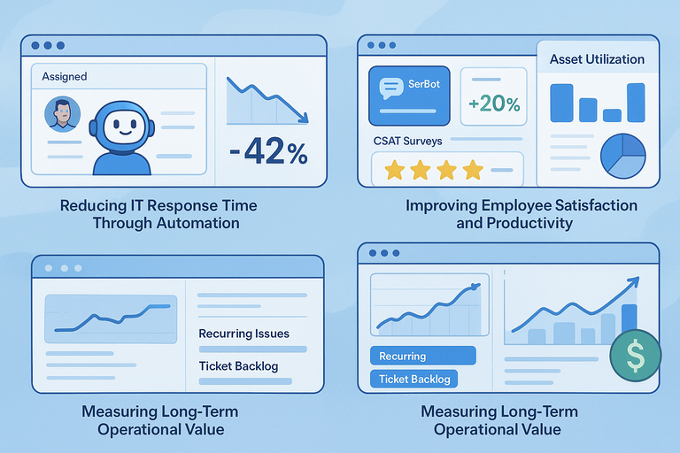 How Freshworks Freshservice Simplifies IT Management An informative illustration about
Measuring the Impact Key Metrics and ROI of Freshworks Freshservice