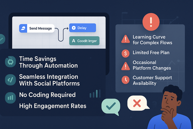 An informative illustration about
Pros and Cons of Using ManyChat App