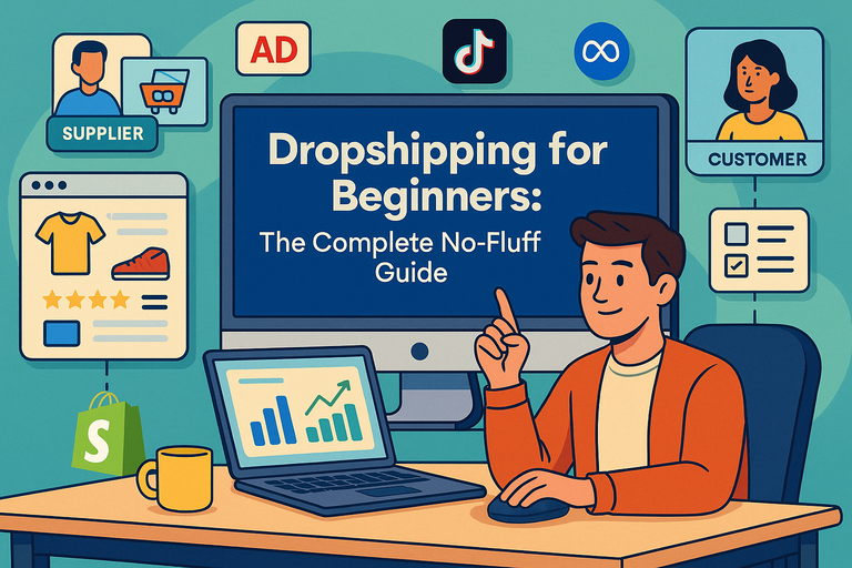 Dropshipping for Beginners: The Complete No-Fluff Guide You are currently viewing Dropshipping for Beginners: The Complete No-Fluff Guide
