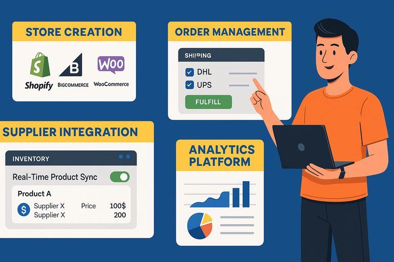 Connective Ecommerce Explained: Build Without Inventory An informative illustration about
Essential Tools And Platforms For Connective Ecommerce