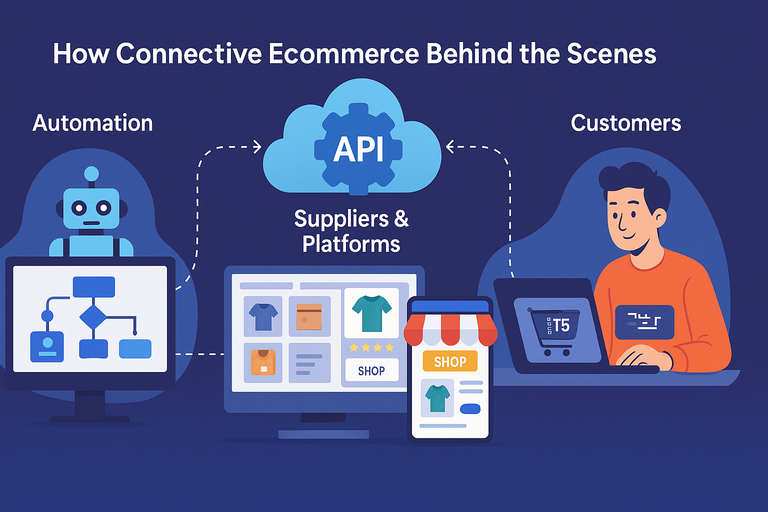 Connective Ecommerce Explained: Build Without Inventory An informative illustration about
How Connective Ecommerce Works Behind The Scenes