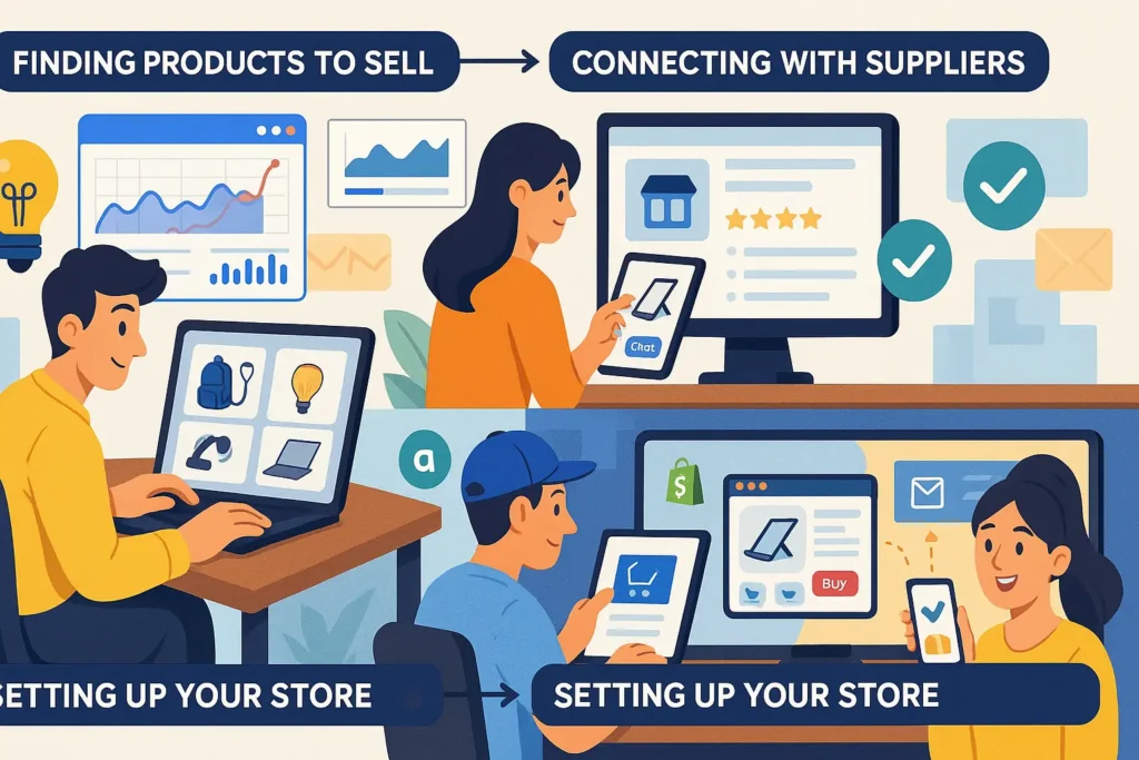 An informative illustration about
How The Online Dropshipping Process Works Step-By-Step