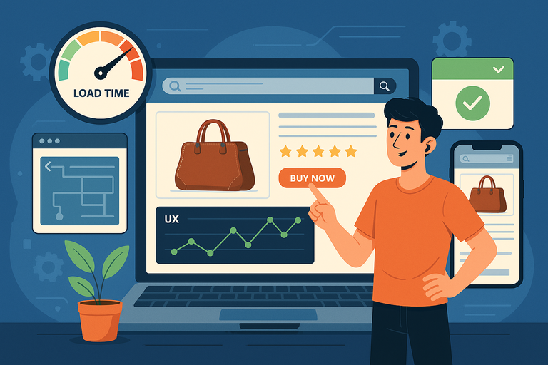 An informative illustration about
Optimize Store Speed, UX, and Mobile Experience