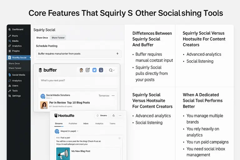 An informative illustration about
Squirrly Social Compared To Other Social Sharing Tools