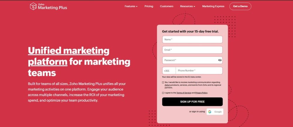 An informative illustration about
Zoho Marketing Plus