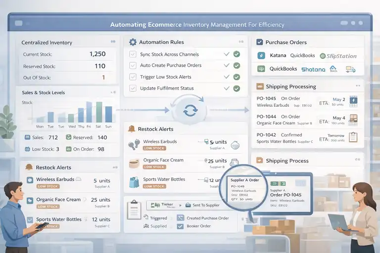An informative illustration about Automating Ecommerce Inventory Management For Efficiency